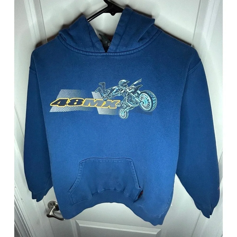 Vintage Y2k Top Heavy 48 MX Free Style Motocross Double Sided Graphic Hoodie‎